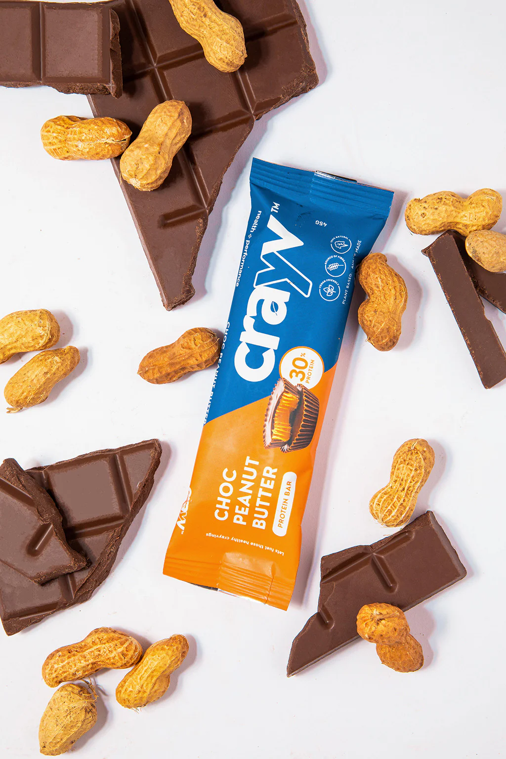 Protein bar product photography from a supported range